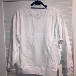 White Lululemon Crewneck with White writing